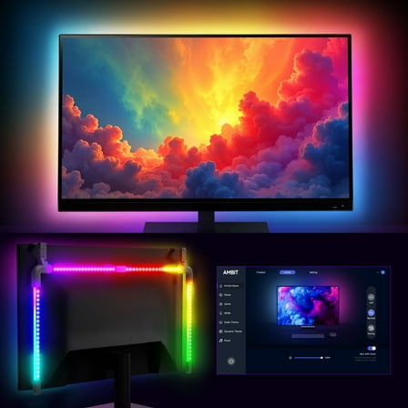 Fosmon 4.9ft LED Monitor Backlight, RGB Gaming Light Bar, USB Powered LED Light Strap, Enhanced Color Matching Immersive Lighting for Games/Movies