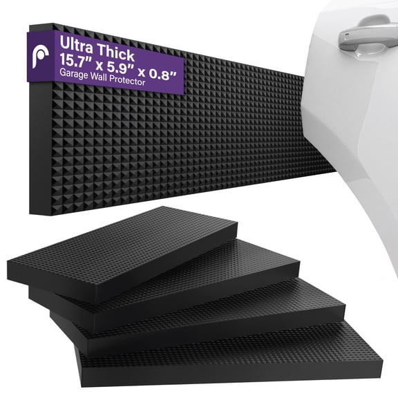 Fosmon Large Garage Wall Protector 15.7"x5.9"x0.78" (4 Packs), Diamond Shape EVA Foam (Withstand Up to 300LB Impact) with Fiberglass Self Adhesive Padding for Car Door Bumper Guard Parking Assist