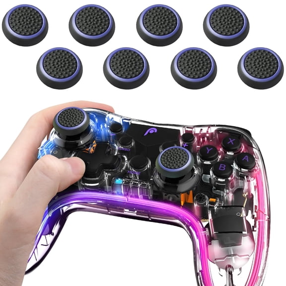 Fosmon [4 Pair/8 Pcs] For Nintendo Switch 2 Thumb Grips, Switch Joycon Grip, Silicone PS5 Controller Thumb Grips For Xbox One X S PS3 PS4,Black/Blue