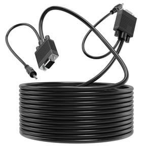 Fosmon (50 FT) VGA/SVGA/UXGA Monitor Cable with 3.5mm Audio Jack (Male to Male) - Support High Video Resolution for LCD LED Monitor HDTV Projector