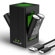Fosmon 5280mWh Xbox Rechargeable Battery Pack with Charging Station, 2-Pack 2200mAh Batteries & Dual-Slot Rapid Charger Station for Xbox Series X/S, Xbox One/One X/One S Elite Controller - Black