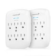 thumbnail image 1 of Fosmon 6-Outlet Power Strip Surge Protector 1200 Joules (2 Packs), Wall Mount Adapter Tap, Multi-Plug Outlet Wall Charger Extender, Charging Station, ETL Listed for Home, Dorm Room & Office - White, 1 of 7