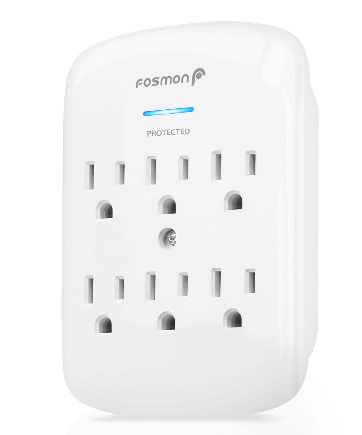 Fosmon 6-Outlet Power Strip Surge Protector 1200 Joules, Wall Mount Adapter Tap, Multi-Plug Outlet Wall Charger Extender, Charging Station, ETL Listed for Home, Dorm Room & Office - White
