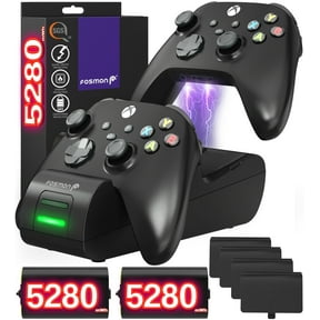 Fosmon Dual 2 MAX Charger Compatible with Xbox Series X/S (2020), Xbox One/One X/One S Elite Controllers, High Speed Docking Charging with High Capacity 2X 2200mAh Rechargeable Battery Packs - Black