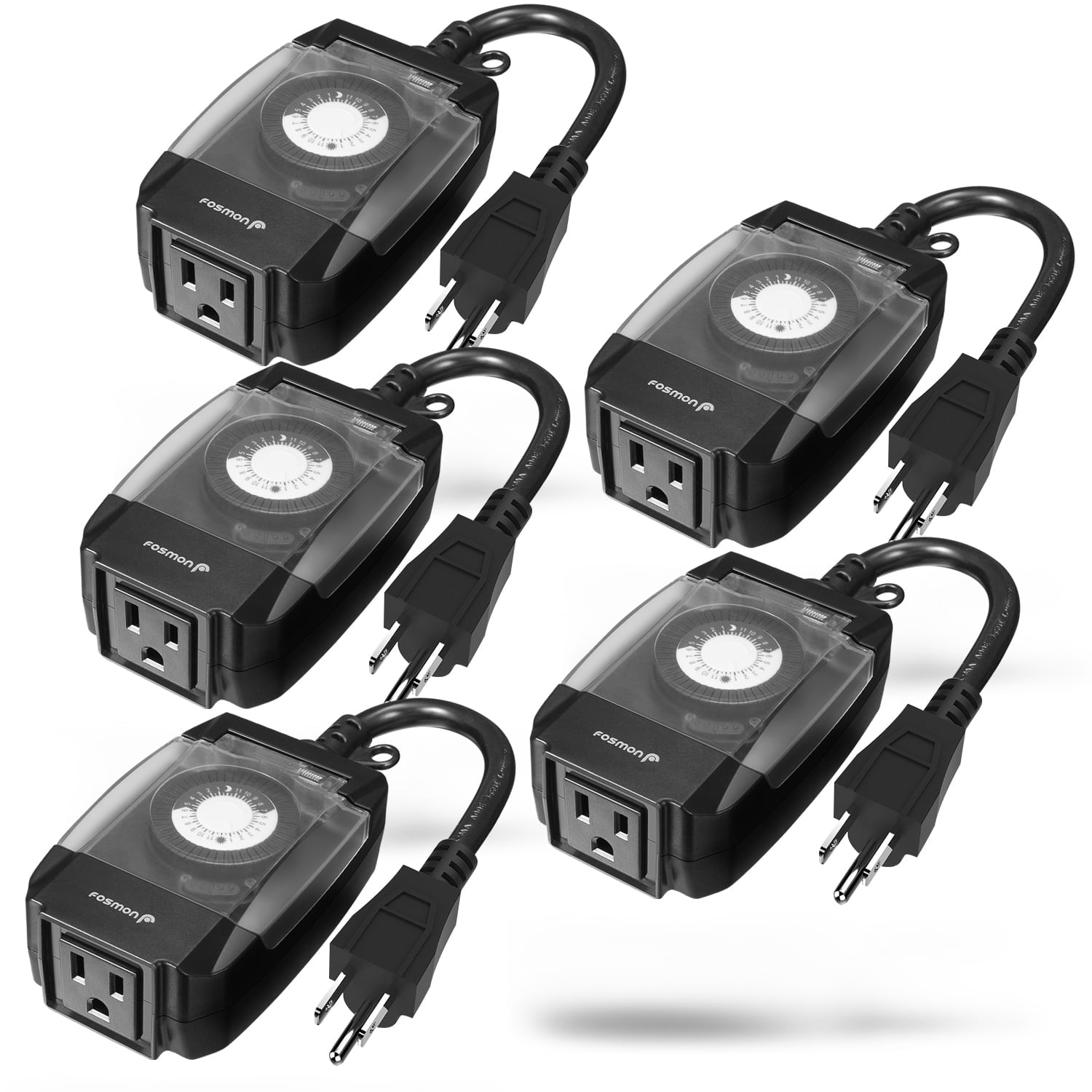 Fosmon [ETL Listed] 5 Pack 24 Hour Outdoor Timer, Mechanical Plug in ...
