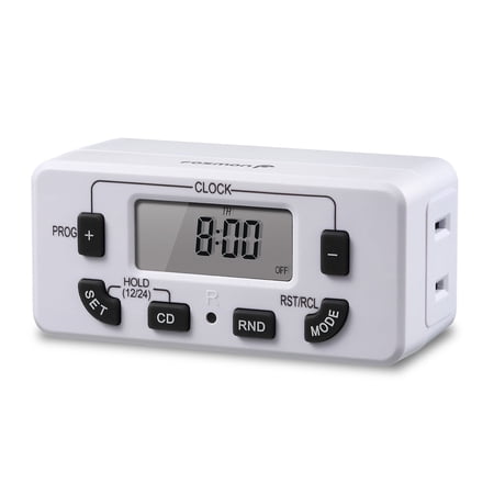 Fosmon [ETL Listed] 7 Day Programmable Digital Timer Outlet, Electric Timers for Electrical Outlets, LED Single Plug in Timer Plug for Lights, On Off Light Timers for Lamps Indoor 15A/1875W