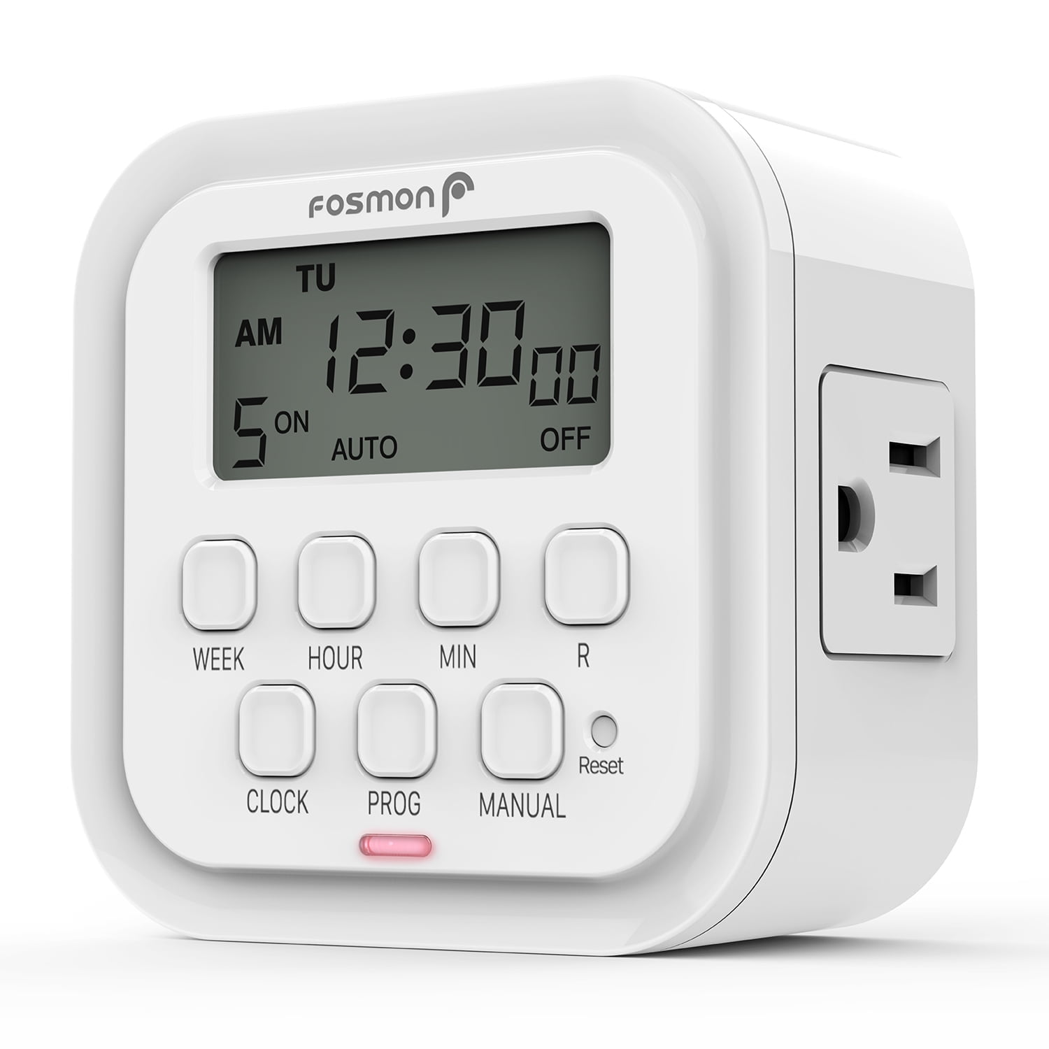 Fosmon White Digital Programmable Timer Outlet, 2-Pack