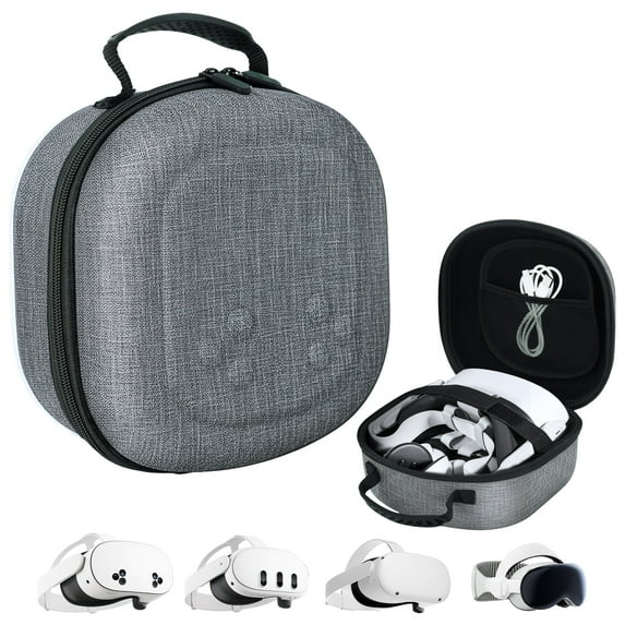 Fosmon For Meta Quest 3 Case Hard Protective Carrying Case, Square Hard Shell Zipper Case for Quest 3S Oculus Quest 2 Apple Vision Pro VR Headset