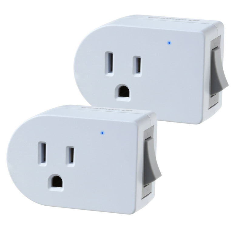 Wireless Remote Control Outlet (2 Pack) Fosmon Outdoor Electrical Outlet Switch Weatherproof Heavy Duty, 3-Prong Plug-In ETL Listed (Battery Included)