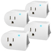 Fosmon Grounded Outlet with ON/Off Switch 4 Pack, 3 Prong Electrical Plug Outlet Switch, 245J Single Port Power Adapter Surge Protector, Outlet Extender, 15A Circuit Breaker, White, ETL Listed