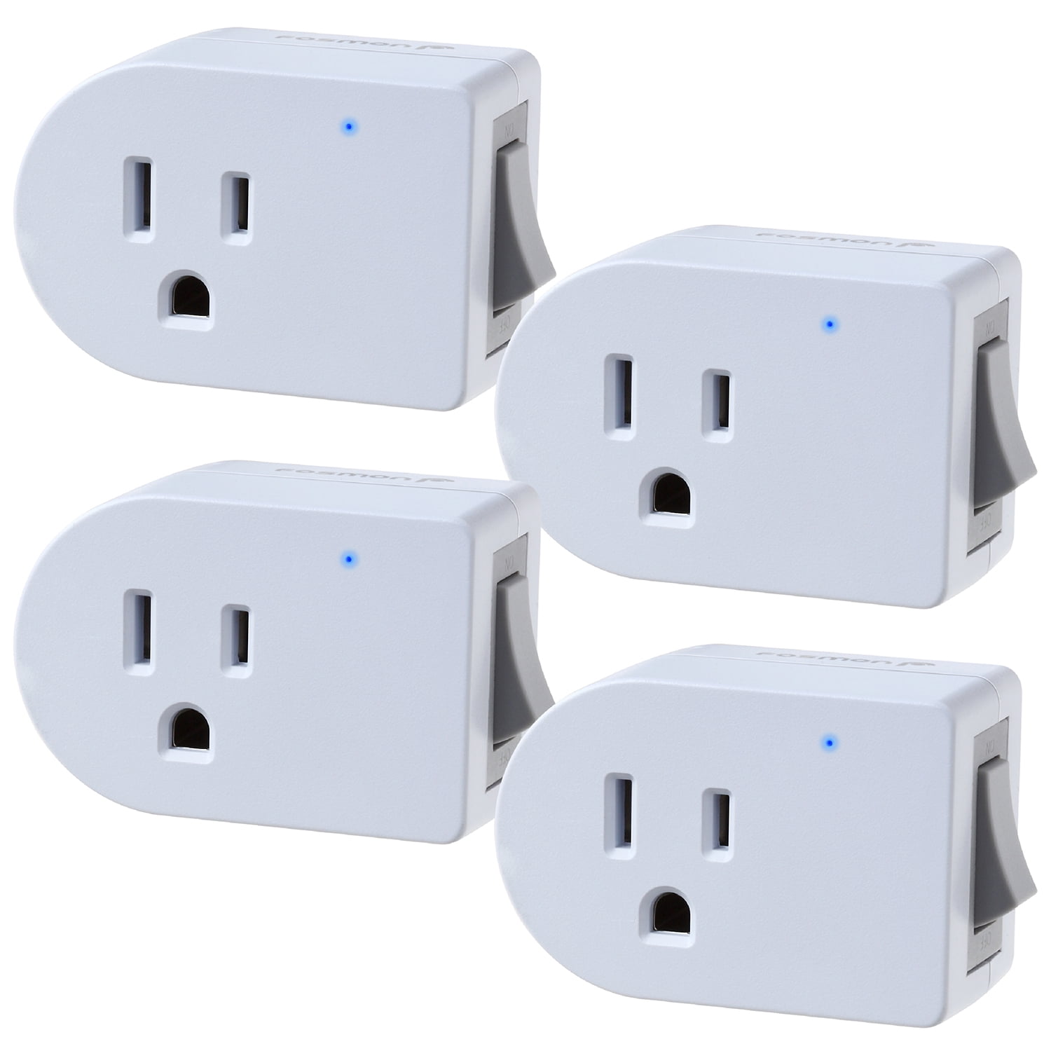 Fosmon Grounded Outlet with ON/Off Switch (4 Pack), 3 Prong Electrical Plug Outlet Switch, 245J
