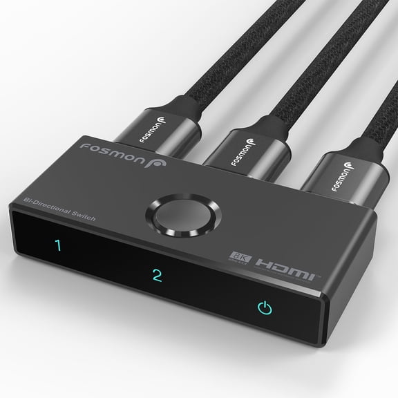 Fosmon HDMI Switch 8K@60Hz HDMI Splitter, 2 In 1 Out Switcher Bi-Directional HDMI 2.1 4K@120Hz, Ultra High Speed 48Gbps Support HDR, HDCP 2.3 for PS4 PS5 Xbox, Roku, Apple TV, Fire Stick