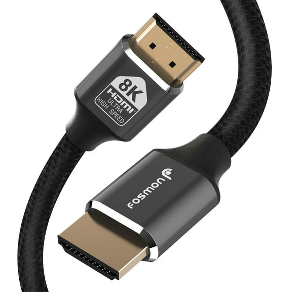 Fosmon HDMI 2.1 Cable 8K@60Hz 15ft, Premium Certified 48Gbps Ultra High Speed, 4K@120Hz, Dynamic HDR, HDCP 2.3, 3D, eARC, 4:4:4, Braided Compatible with UHD TV, Monitor, PS4/PS5, Xbox One/Series X/S