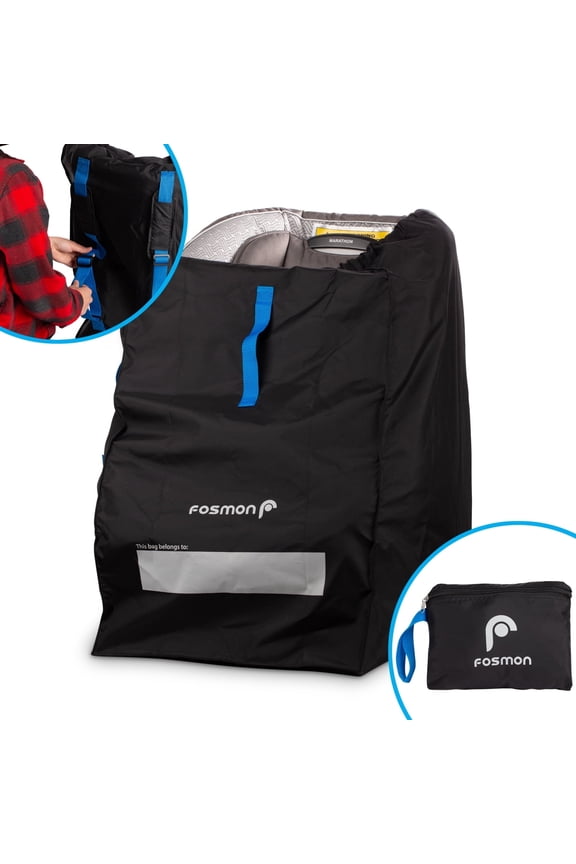 Infant Car Seat Travel Bag for Airplane, Nylon Backpack Style Padded Adjustable Shoulder Strap, Drawstring Airline Gate Check Bag for Infant Car Seats, Carrier, Booster - Universal Size