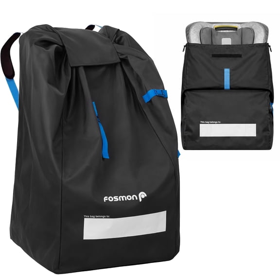 Fosmon Infant Car Seat Travel Bag for Airplane, Nylon Backpack Style Padded Adjustable Shoulder Strap, Drawstring Airline Gate Check Bag for Infant Car Seats, Carrier, Booster - Universal Size