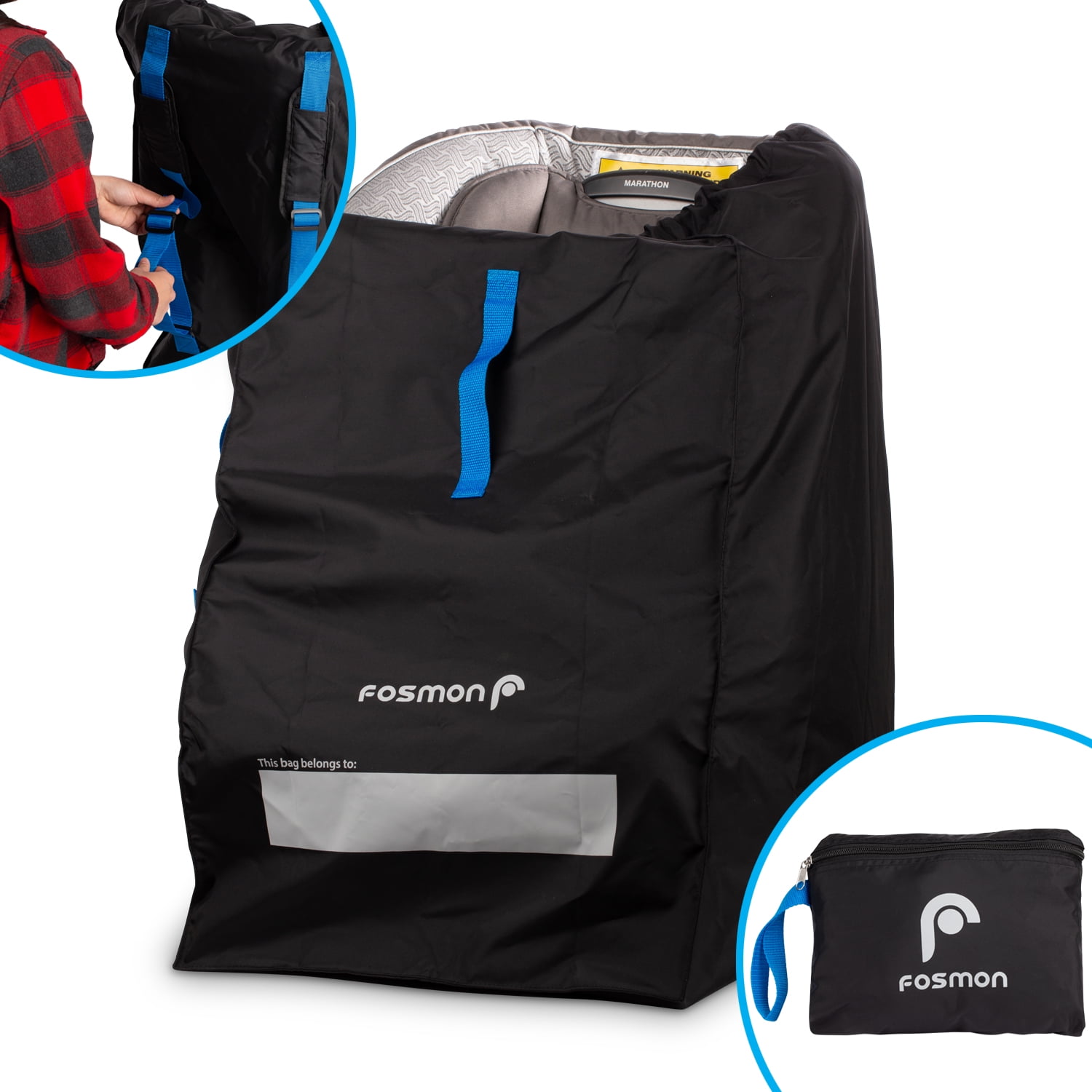 Fosmon Infant Car Seat Travel Bag for Airplane, Nylon Backpack Style Padded  Adjustable Shoulder Strap, Drawstring Airline Gate Check Bag for Infant Car  Seats, Carrier, Booster - Universal Size 
