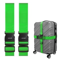 Fosmon Luggage Straps for Suitcases (2 Pack), Travel Belts with Adjustable Strap, Buckle and Identifiers, Luggage Connector Luggage Wrap, Essential Luggage Accessories for Travel Cruise (Green)