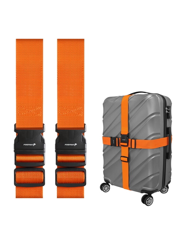 Luggage Straps for Suitcases (2 Pack), Travel Belts with Adjustable Strap, Buckle and Identifiers, Luggage Connector Luggage Wrap, Essential Luggage Accessories for Travel Cruise (Orange)