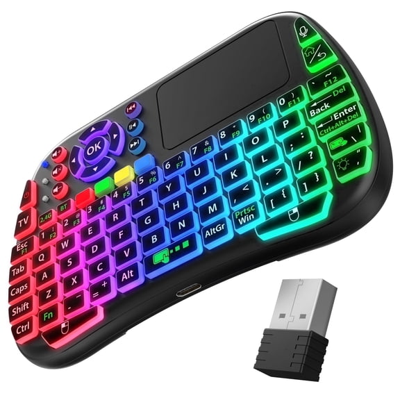 Fosmon Mini Bluetooth Keyboard 2.4G /BT 5.2, 33ft Range (QWERTY Keypad) Portable Wireless Keyboard with Touchpad & USB-C Cable, Compatible with PS5 PS4 Tablet Laptop Smartphones PC Smart TVs