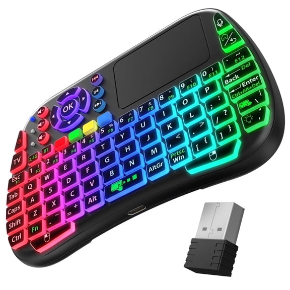 Fosmon Mini Bluetooth Keyboard 30ft Range (QWERTY Keypad) Portable Wireless Keyboard with Touchpad & USB-C Cable, Compatible with PS5 PS4 Tablet Laptop Smartphones