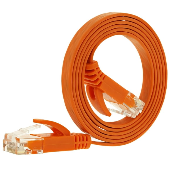 Fosmon Networking Cat5e Flat Tangle Free Ethernet Patch Cable (Orange, 3 Feet)