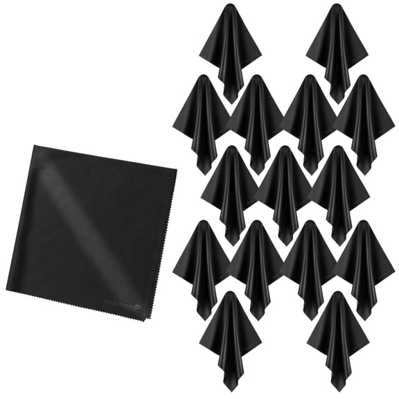 Fosmon Eyeglass Cleaning Cloths (15 Pack) 6"x7", Microfiber Glasses Cleaning Cloth for Camera Lens, Sunglasses, Watches, Electronics, Laptop Computer Monitors, LCD TV Screen