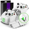 thumbnail image 1 of Fosmon Quad PRO Controller Charger Compatible with Xbox One/One X/One S Elite (Not for Xbox Series X/S 2020) Controllers, Dual Dock Charging Station with 4 Rechargeable Battery Packs - White, 1 of 8