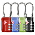 thumbnail image 1 of Fosmon TSA Approved Cable Luggage Locks (4 Pack), 3 Digit Combination Padlock with Steel Cable Lock for Travel Suitcase, Backpack, Locker, 1 of 8