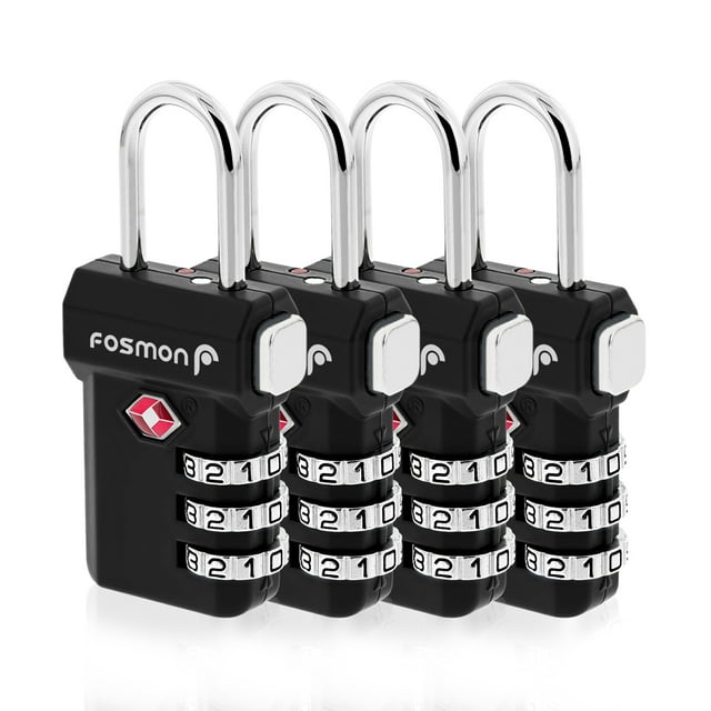 Fosmon TSA Approved Suitcase Luggage Locks, (4Pack) 3Digit Combo