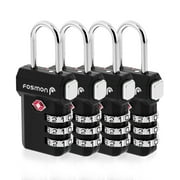 Fosmon TSA Approved Luggage Locks, 4 Pack Open Alert Indicator 3 Digit Combination Padlock Codes with Alloy Body and Release Button for Travel Bag, Suit Case & Luggage - Black