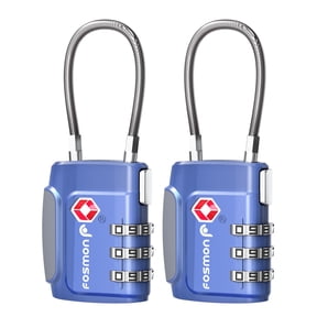 Fosmon 2 Pack TSA Approved Cable Luggage Locks, 3 Digit Combination Travel Locks for Suitcase & Backpack, Zinc Alloy, Blue