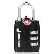 Fosmon TSA Approved Luggage Lock with Open Alert Indicator, 3 Digit Combination Suitcase Lock Zinc Alloy for Travel Bag, Suit Case, Lockers, Gym, Bike Locks, Black