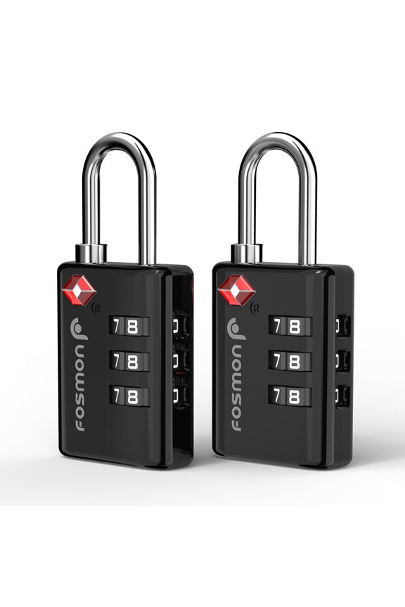 2-pack TSA Approved Luggage Lock with Open Alert Indicator, 3 Digit Combination Suitcase Lock Zinc Alloy for Travel Bag, Suit Case, Lockers, Gym, Bike Locks, Black