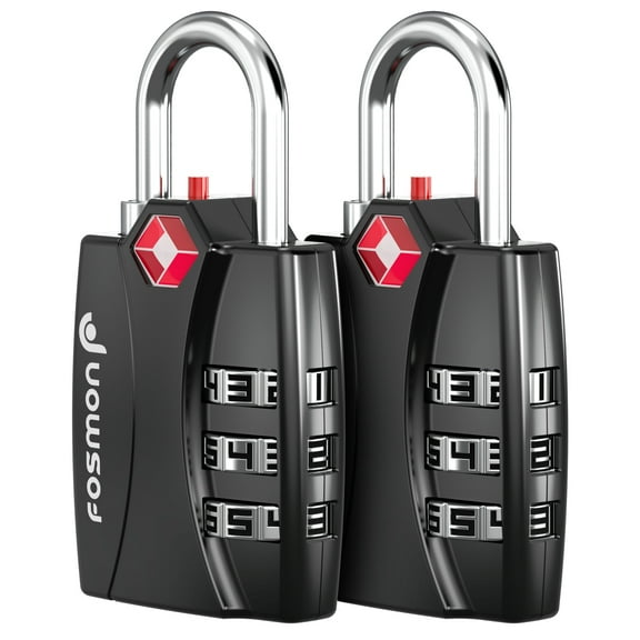Fosmon TSA Approved Luggage Locks, (2 Pack) Open Alert Indicator 3 Digit Combination Padlock Codes with Alloy Body for Travel Bag, Suit Case, Lockers, Gym, Bike Locks or Other