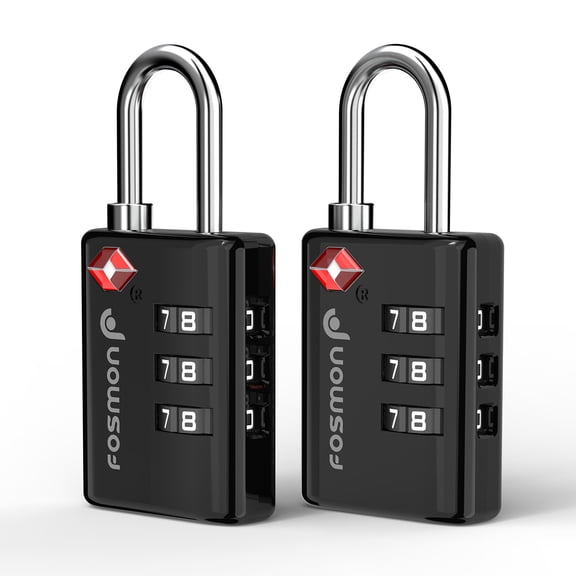 Fosmon 2-pack TSA Approved Luggage Lock with Open Alert Indicator, 3 Digit Combination Suitcase Lock Zinc Alloy for Travel Bag, Suit Case, Lockers, Gym, Bike Locks, Black