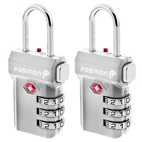 Fosmon TSA Approved Luggage Locks, (2 Pack) Open Alert Indicator 3 Digit Combination Padlock Codes with Alloy Body and Release Button - Silver