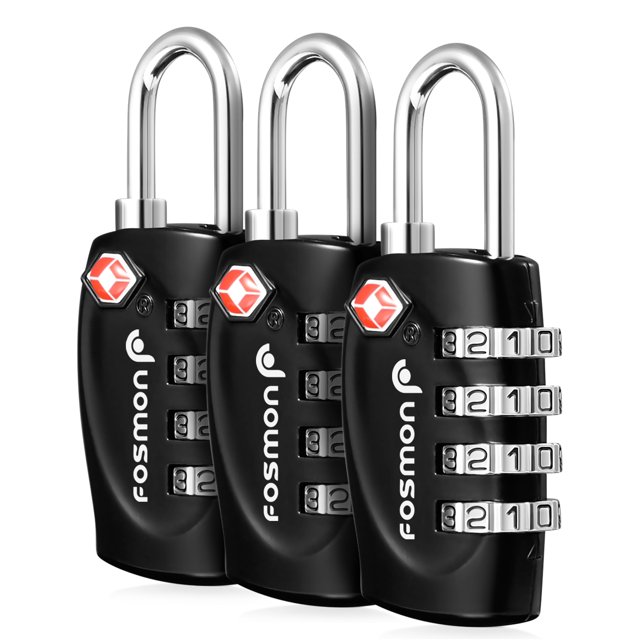 Fosmon TSA Approved Luggage Locks (3 Pack), Resettable MultiUse 4