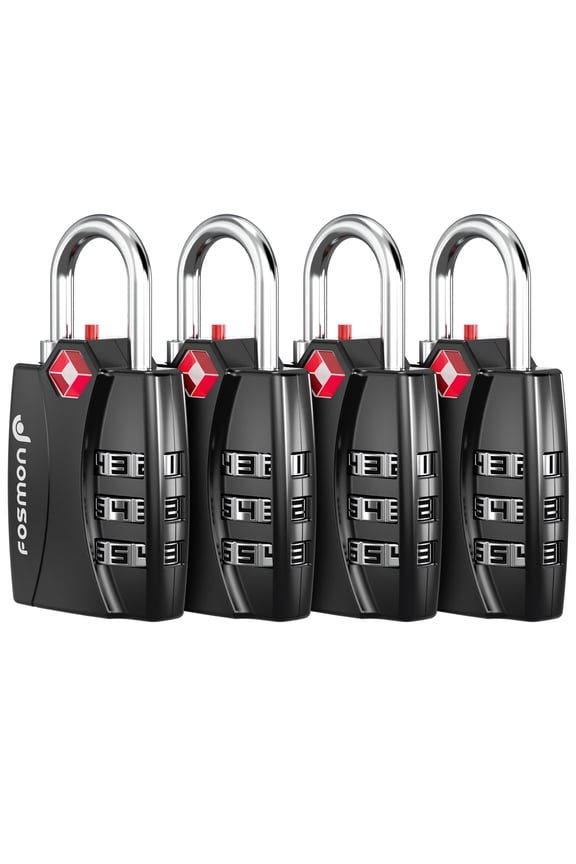 TSA Approved Luggage Locks, (4 Pack) Open Alert Indicator 3 Digit Combination Padlock Codes with Alloy Body for Travel Bag, Suit Case, Lockers, Gym, Bike Locks or Other