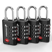 Fosmon TSA Approved Luggage Locks 4 Pack with Open Alert Indicator, Resettable 4 Digit Combination Padlock 10,000 Zinc Alloy, Ideal for Travel Bag, Suitcase, Locker, Backpack, Briefcase - Black