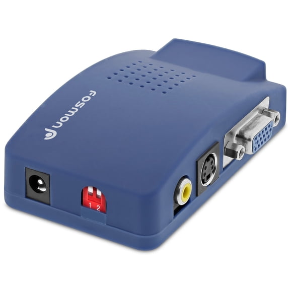Fosmon VGA To RCA Adapter, Composite AV S Video To VGA Converter, PC To TV Video Switch Box For HDTV, Monitors, Laptop, Desktop, PC