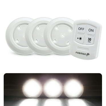 Fosmon 3.55" 30 Lumens Remote Control LED Under Cabinet Lights, (3 Count)