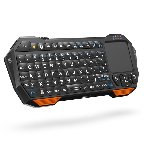 Fosmon Mini Bluetooth Keyboard with Touchpad QWERTY, 33ft Range, Backlit, Rechargeable, USB-C Compatible with PS4, PS5, Smart TV, Laptop, Tablet, Smartphone