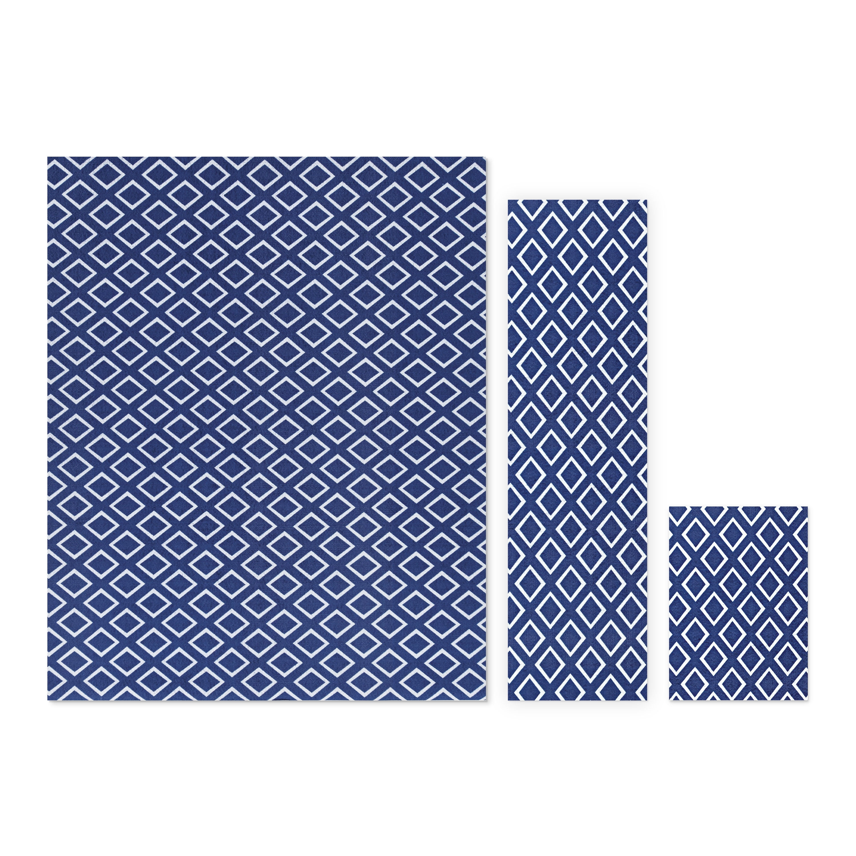 Foss Floors Blue/White Patterned Area Rug, 5’ x 7’, Waterproof, Kid Proof, Pet Proof (3 Count)