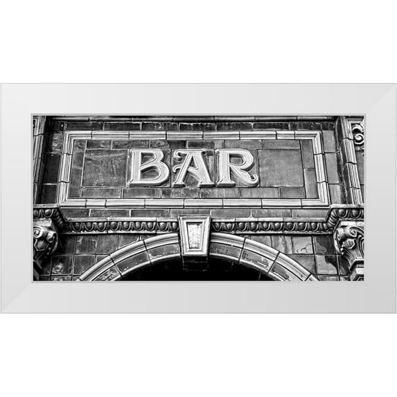 Fossey, George 24x14 White Modern Wood Framed Museum Art Print Titled - BAR IN BLACK AND WHITE