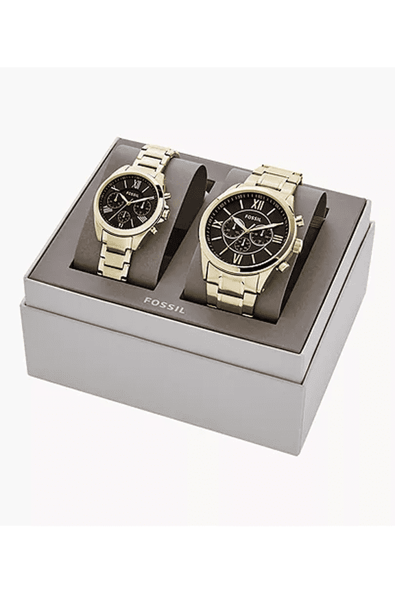 BQ2400SET Gold Tone Grant Stainless Steel - Men Women Couple Set
