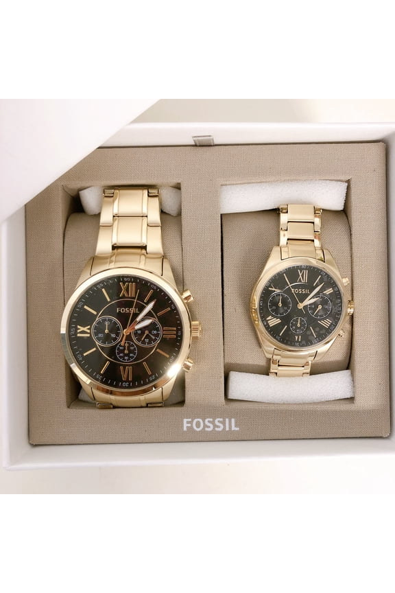 BQ2400SET Gold Tone Grant Stainless Steel - Men Women Couple Set