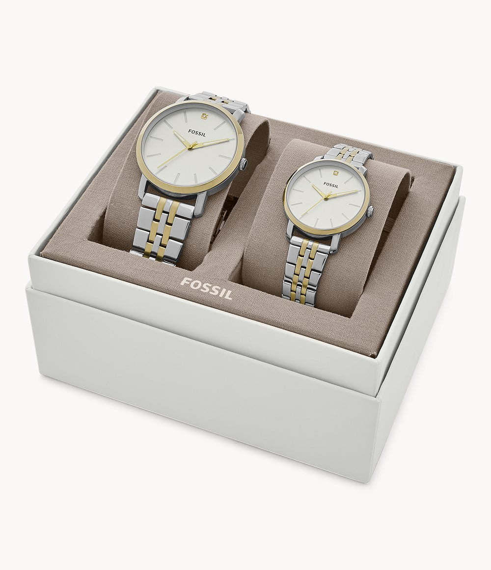Jacqueline Three-Hand Two-Tone Stainless Steel Watch and Interchangeable  Bezel and Bangle Set - ES5142SET - Fossil