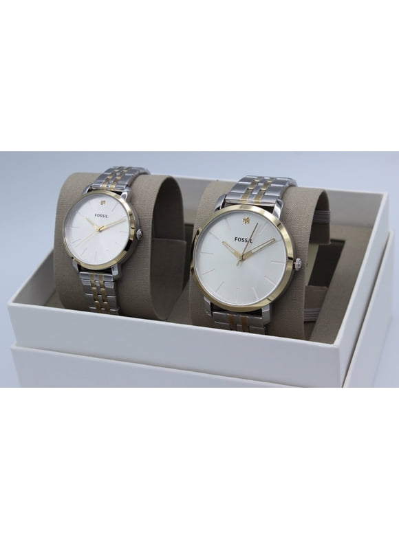 BQ2467Set His and Her Lux Luther Three-Hand Two-Tone Stainless Steel Watch Gift Set