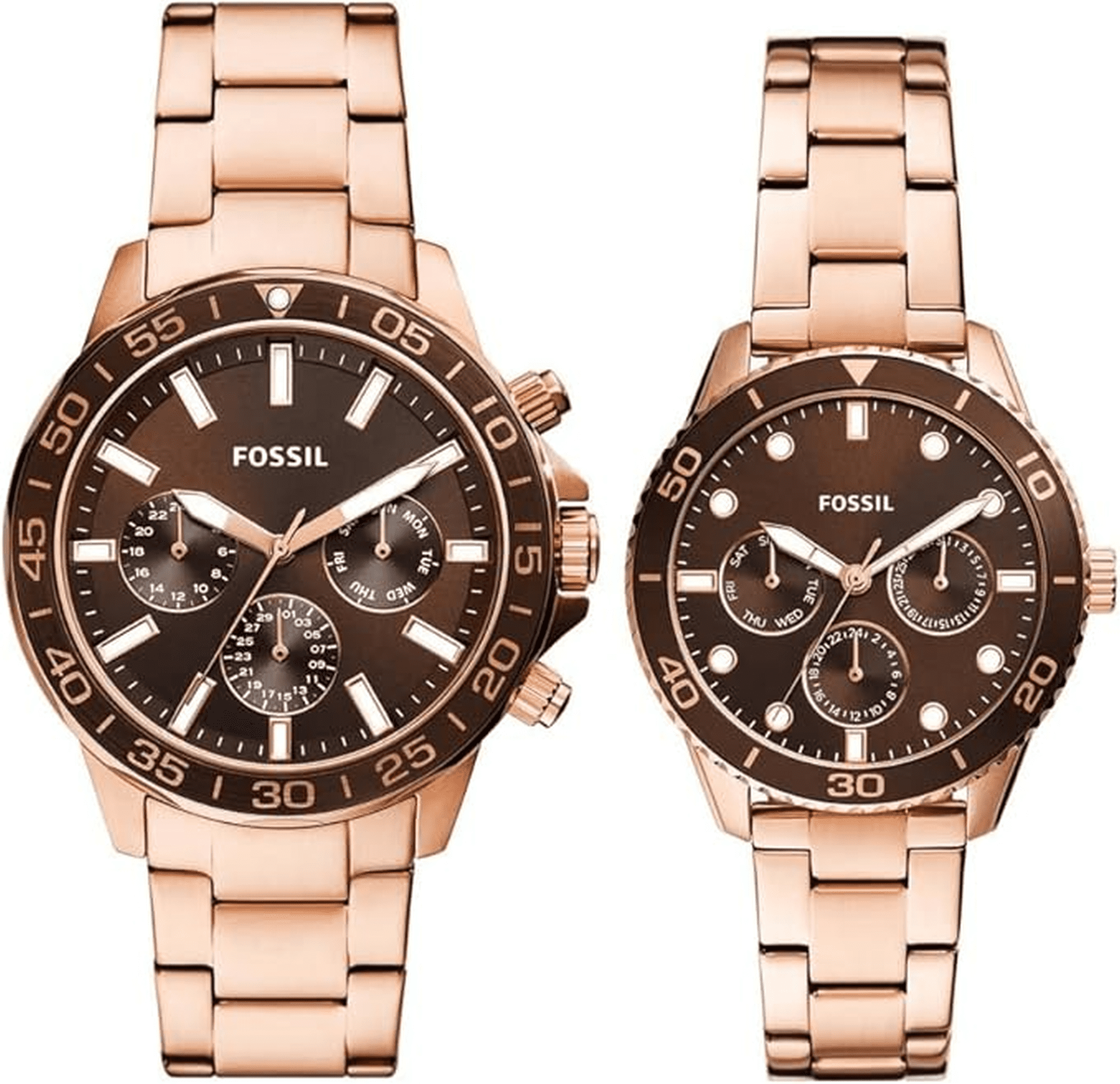 時計 FOSSIL His and Her watch His and Hers Multifunction Two-Tone Stainless Steel Watch