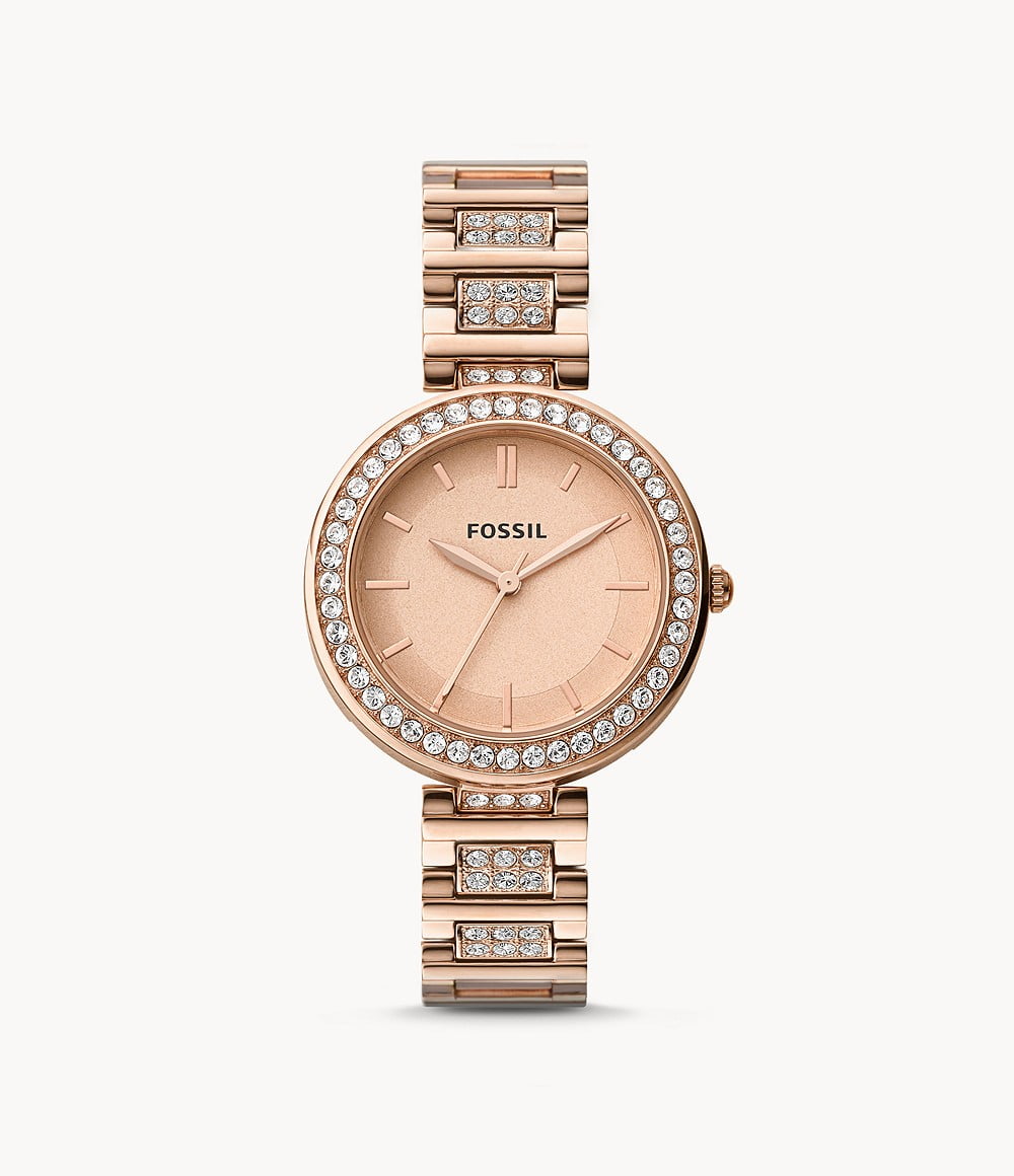 Fossil (BQ3181) Karli Three-Hand Rose Gold-Tone Stainless Steel Watch